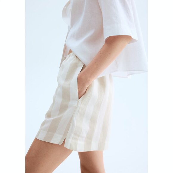 H&M Womens Linen-blend drawstring shorts - Picture 2 of 4